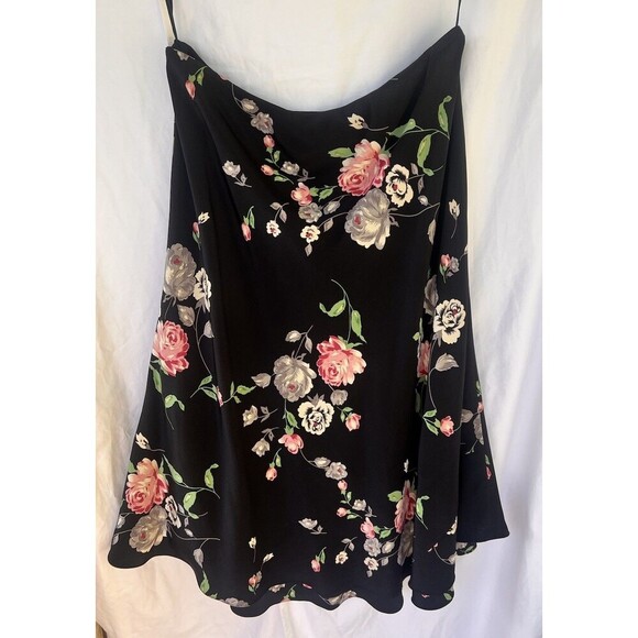 Lauren Ralph Lauren 12P 100% Silk Floral Skirt Hi-Low Layered Hem Quiet Luxury - Picture 5 of 7